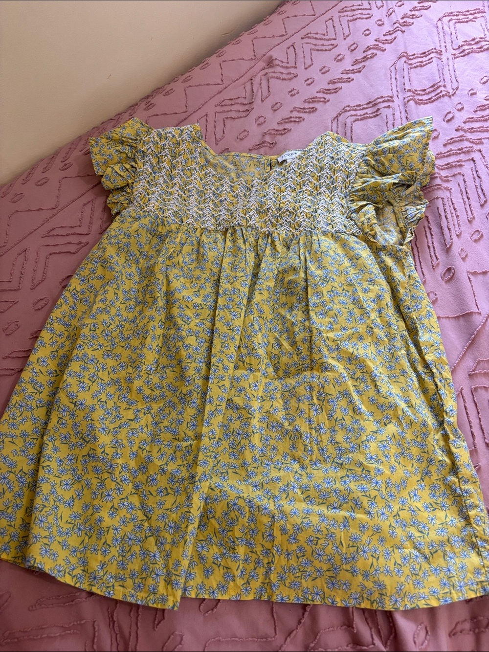 J. Crew Yellow Floral Smocked blouse